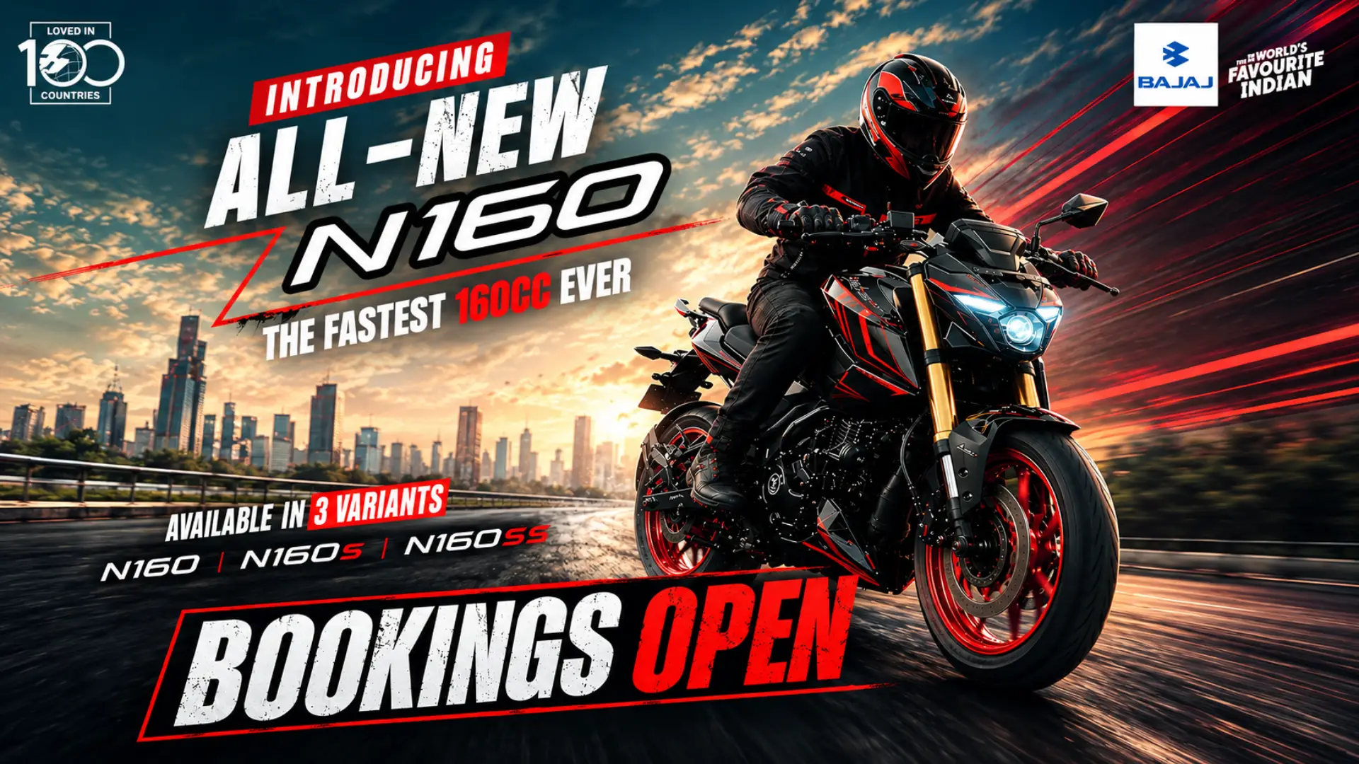 Bajaj Pulsar N160 riding banner